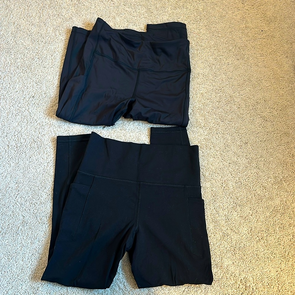 Top- Black capri pants 
Bottom- Black leggings
BOTH ATHLETA